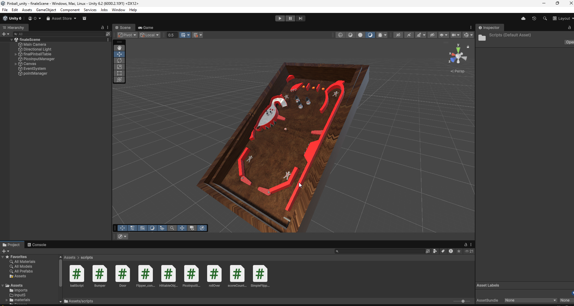 Final Table in Unity View 1